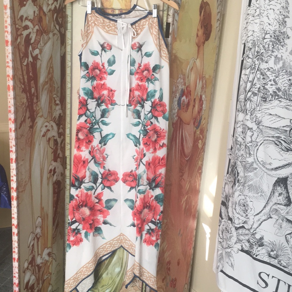 Jealous Tomato Rose Floral Halter Maxi Dress
